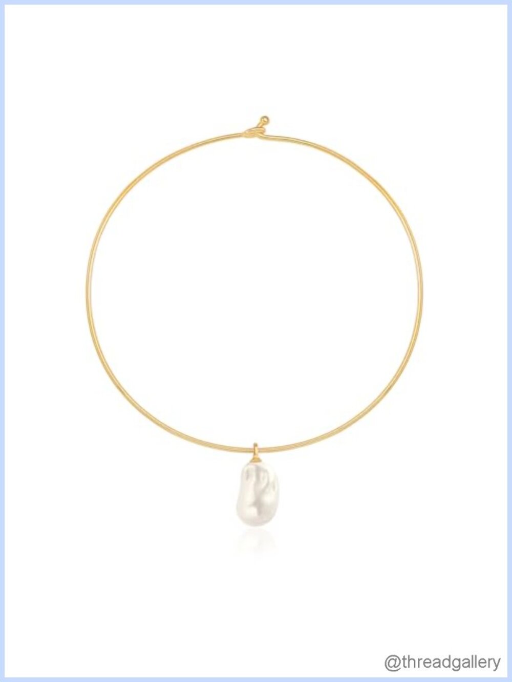 18K Gold Plated Cuff Choker Collar Necklace Removable Baroque Pearl Pendant